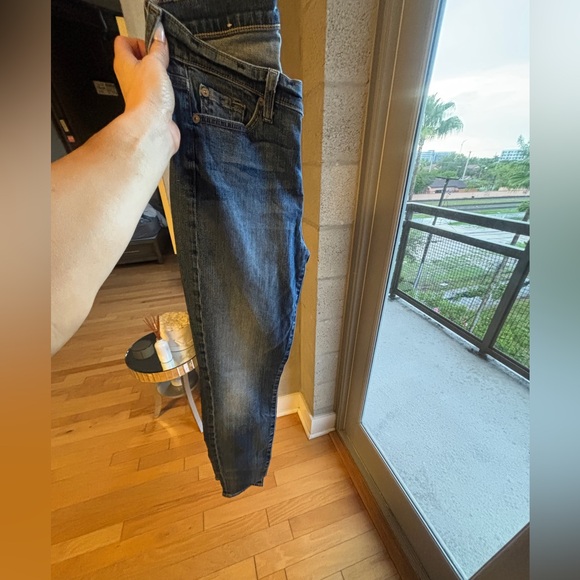 7 For All Mankind Dark Blue Straight Leg Jeans - Picture 6 of 8